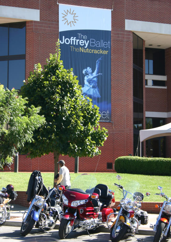 Ad for Joffrey Ballet and bikers