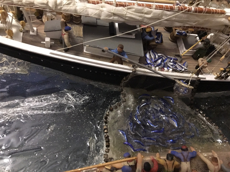 the seine net containing mackerel
