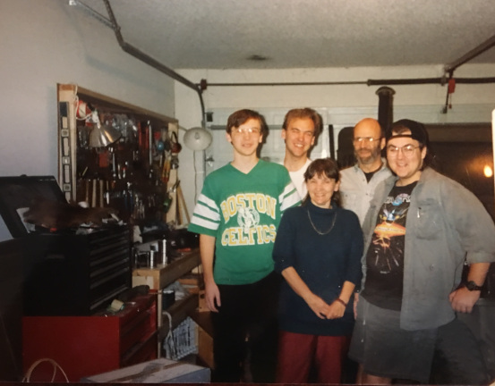 family in garage