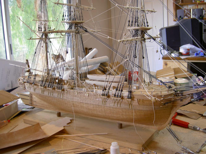 Vandalia model on the rigging bench